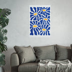 Bold Abstract Blue Daisy Botanical Floral Print