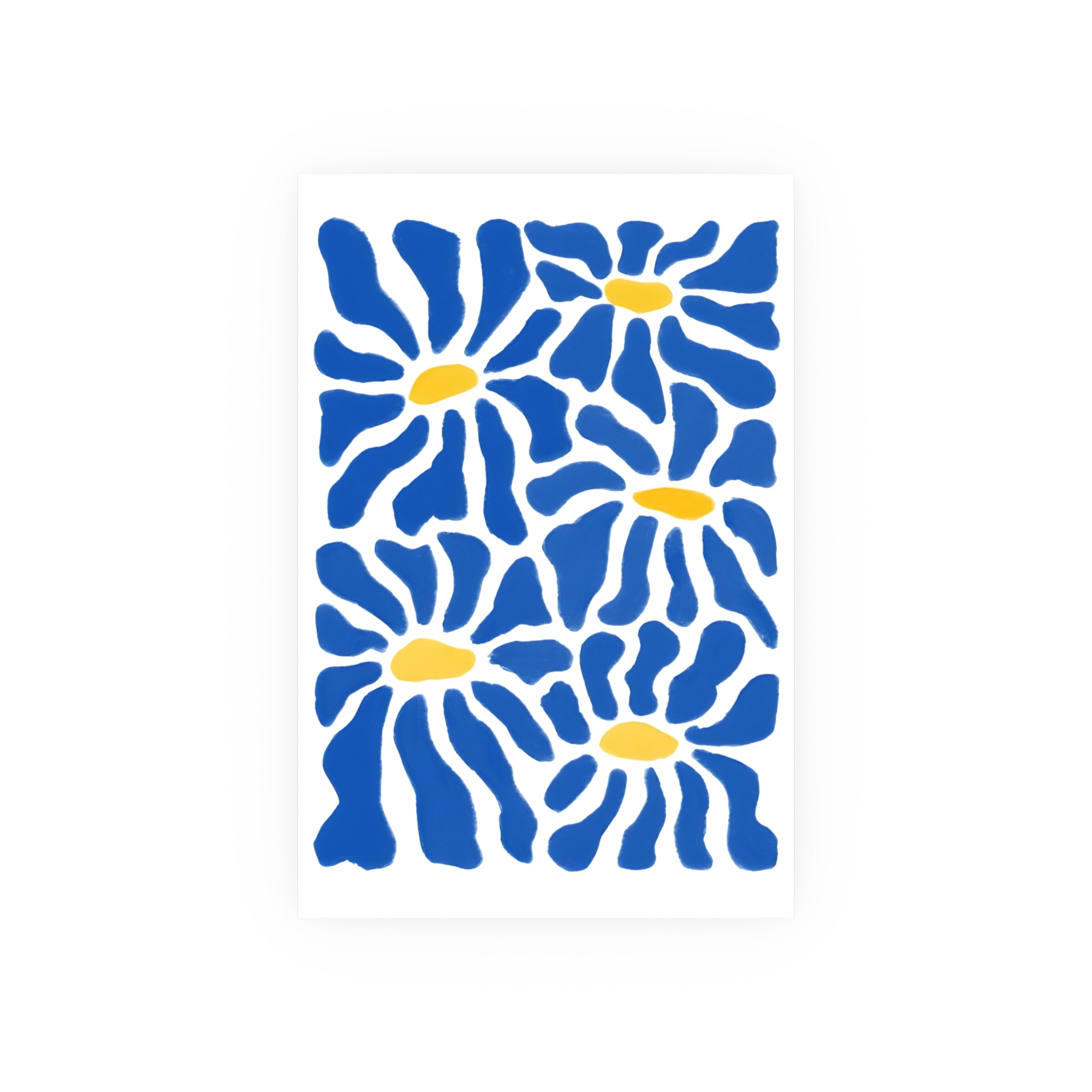 Bold Abstract Blue Daisy Botanical Floral Print