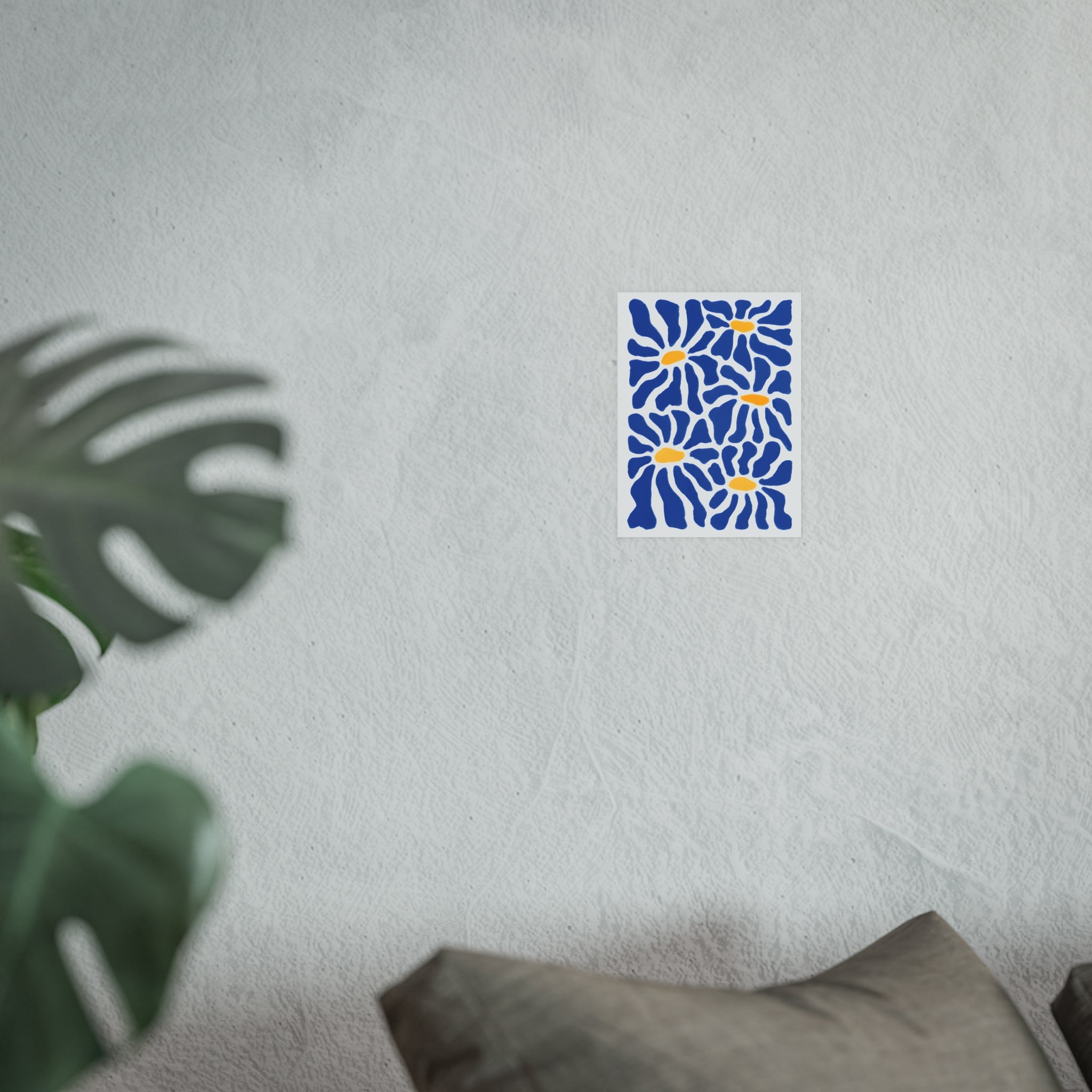 Bold Abstract Blue Daisy Botanical Floral Print