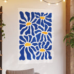 Bold Abstract Blue Daisy Botanical Floral Print