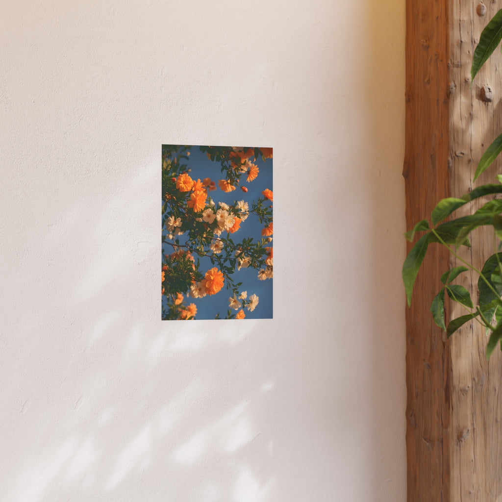 Orange & Cream Floral Sky Poster