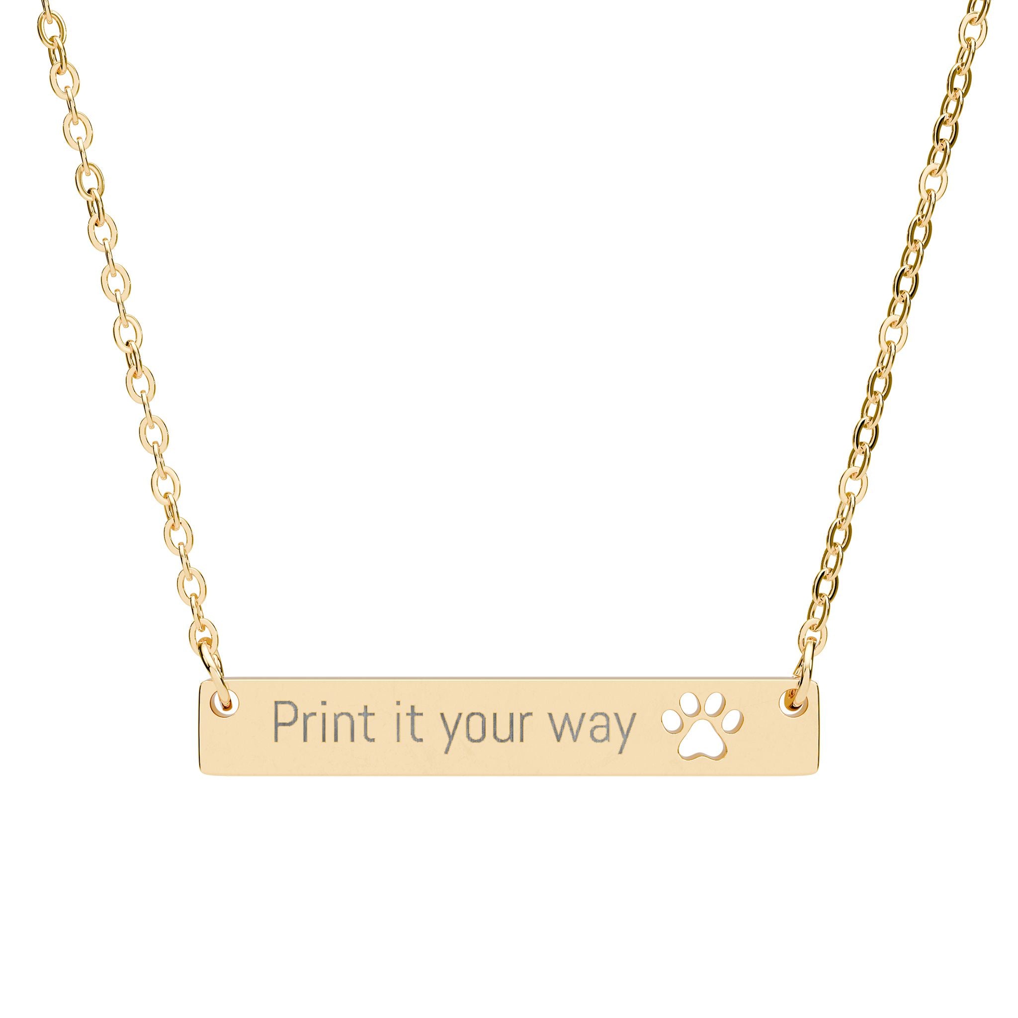 Cutout Paw Bar Necklace (Engraving)