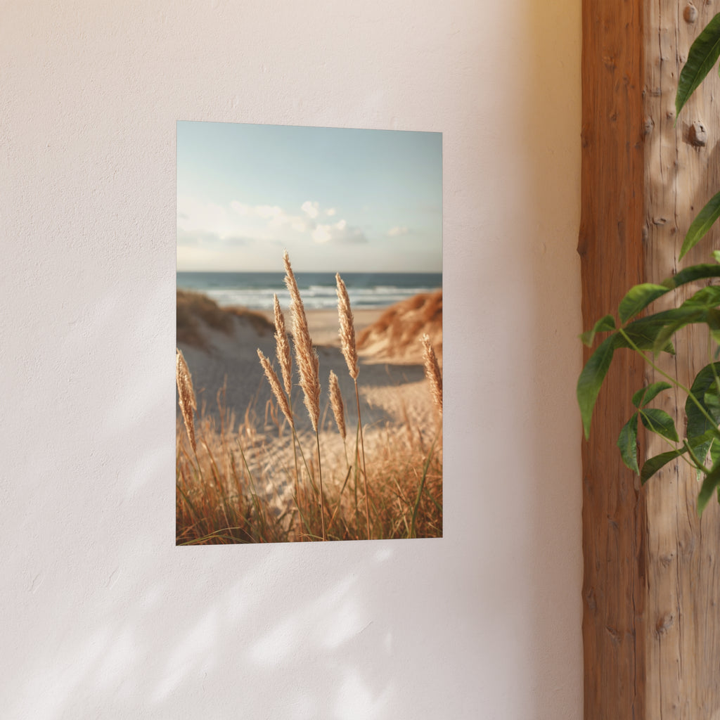 Coastal Dune Grasses Poster — Beach Photography Print (Satin & Archival Matte)